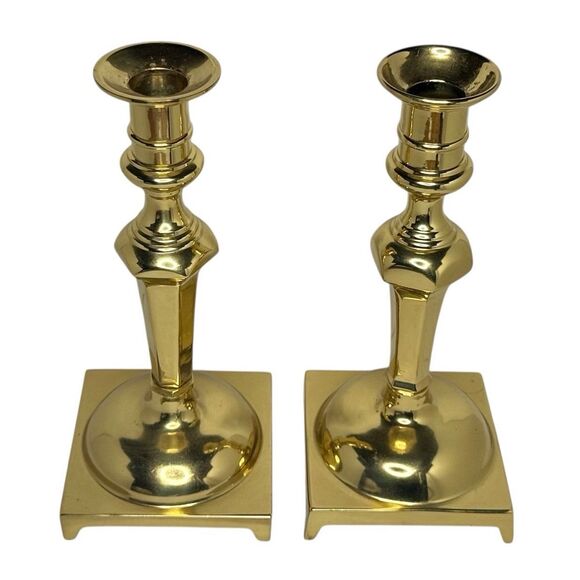 Pair of Brass Candlestick Holders, Tapered Candlestick Holders Valsan of Portuga - Picture 1 of 5
